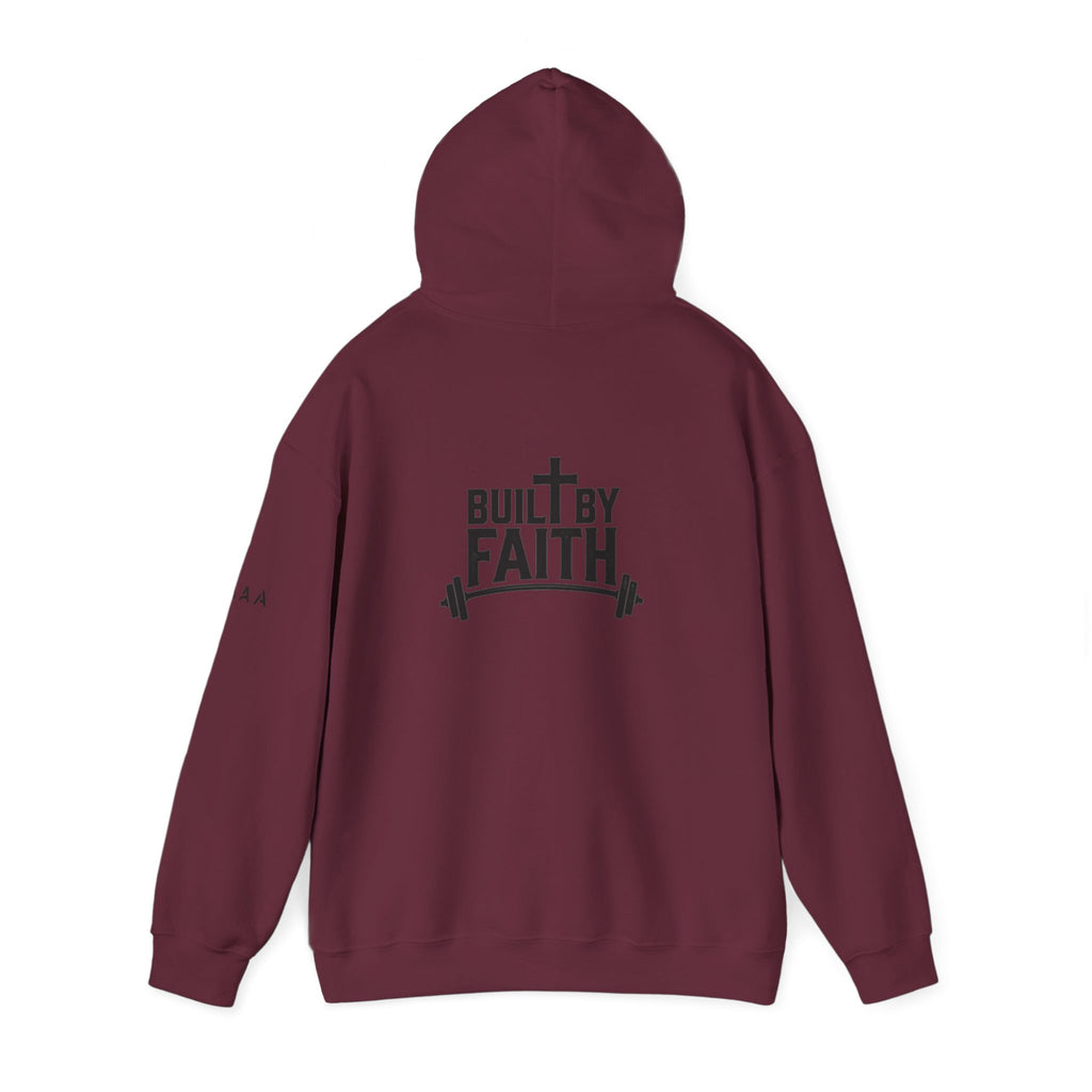 Built By Faith Hoodie — Christian Fitness Cross Pullover