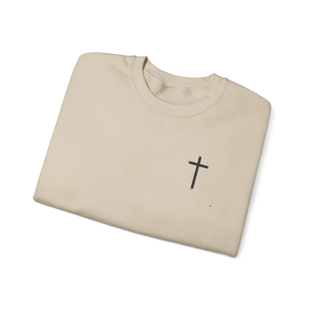 Crewneck Sweatshirt – Minimal Cross Chest Christian Design