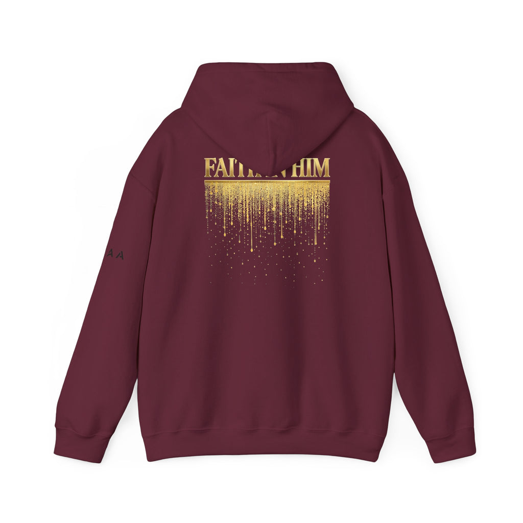 Above Athletics Apparel Hoodie — Faith In Him Gold Drip Graphic Hooded Sweatshirt