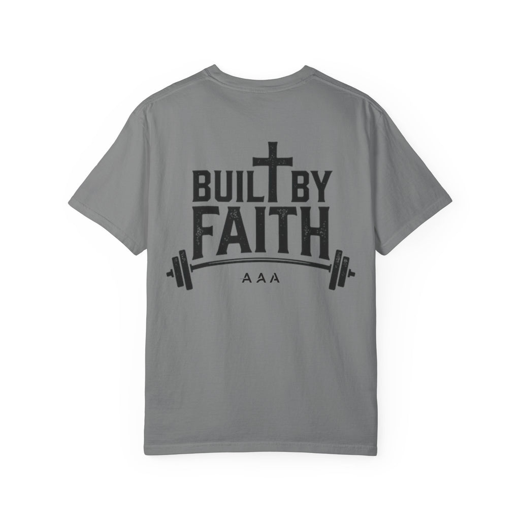 Built by Faith T-Shirt — Christian Cross Gym Tee