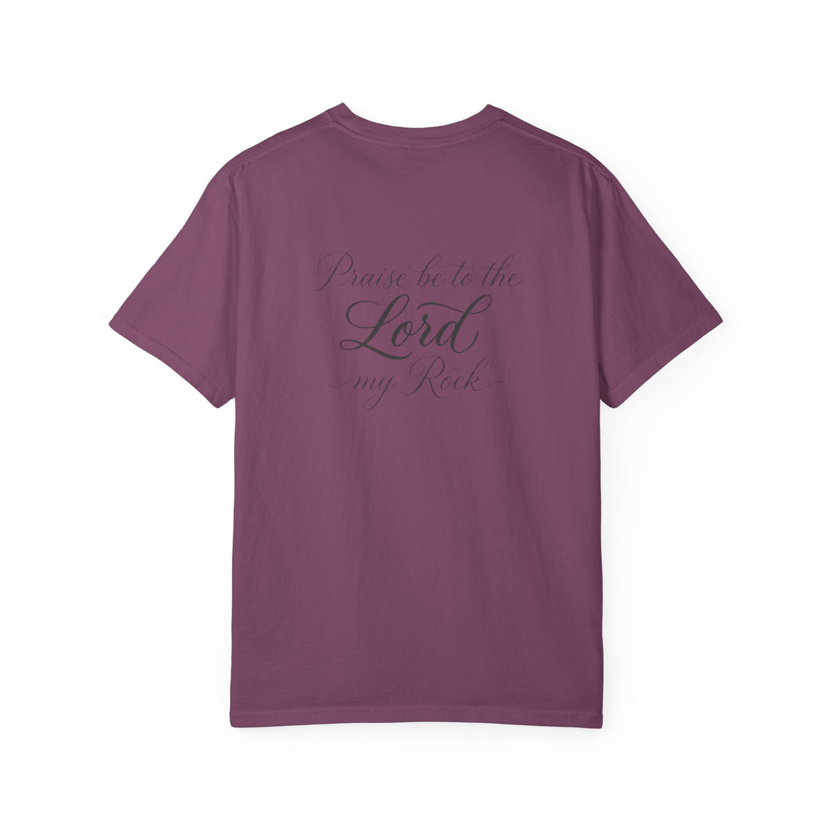 Christian T-Shirt — “Pray Be to the Lord My Rock” Religious Tee with Cross