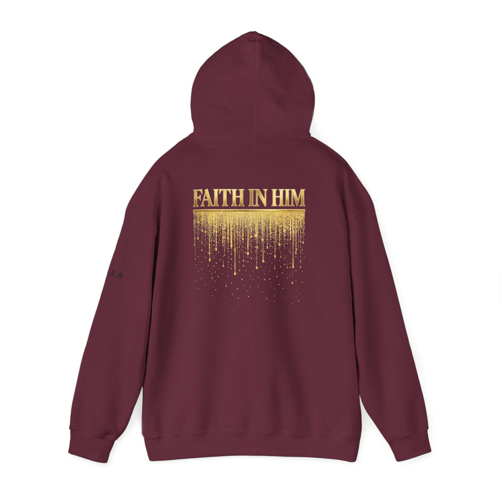 Above Athletics Apparel Hoodie — Faith In Him Gold Drip Graphic Hooded Sweatshirt