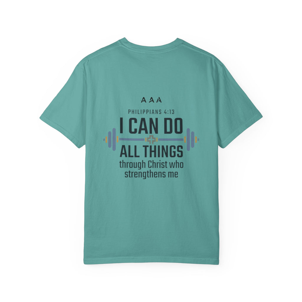 Christian Fitness T-Shirt - Philippians 4:13 Cross Gym Tee
