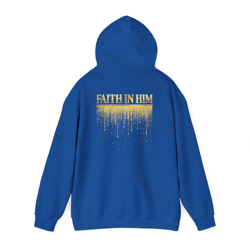 Above Athletics Apparel Hoodie — Faith In Him Gold Drip Graphic Hooded Sweatshirt