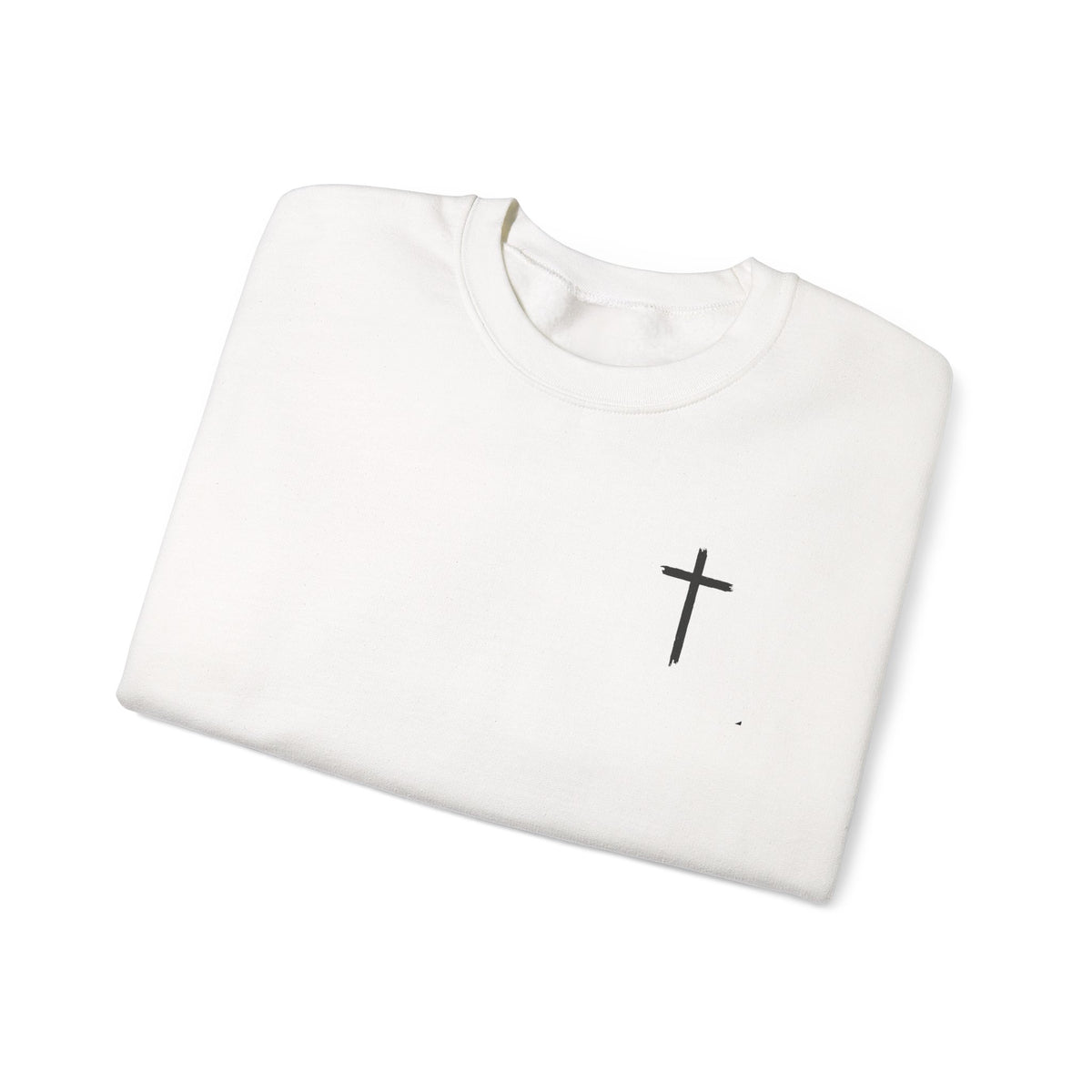 Crewneck Sweatshirt – Minimal Cross Chest Christian Design