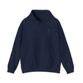 Minimal Cross Hoodie — Small Chest Christian Cross Pullover