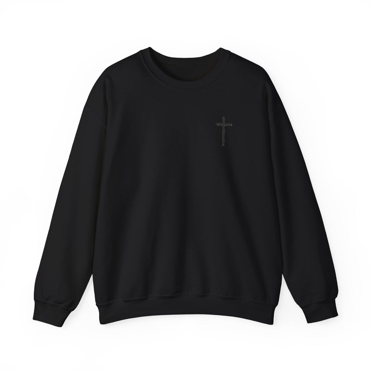 Crewneck Sweatshirt – Minimal Cross Chest Christian Design