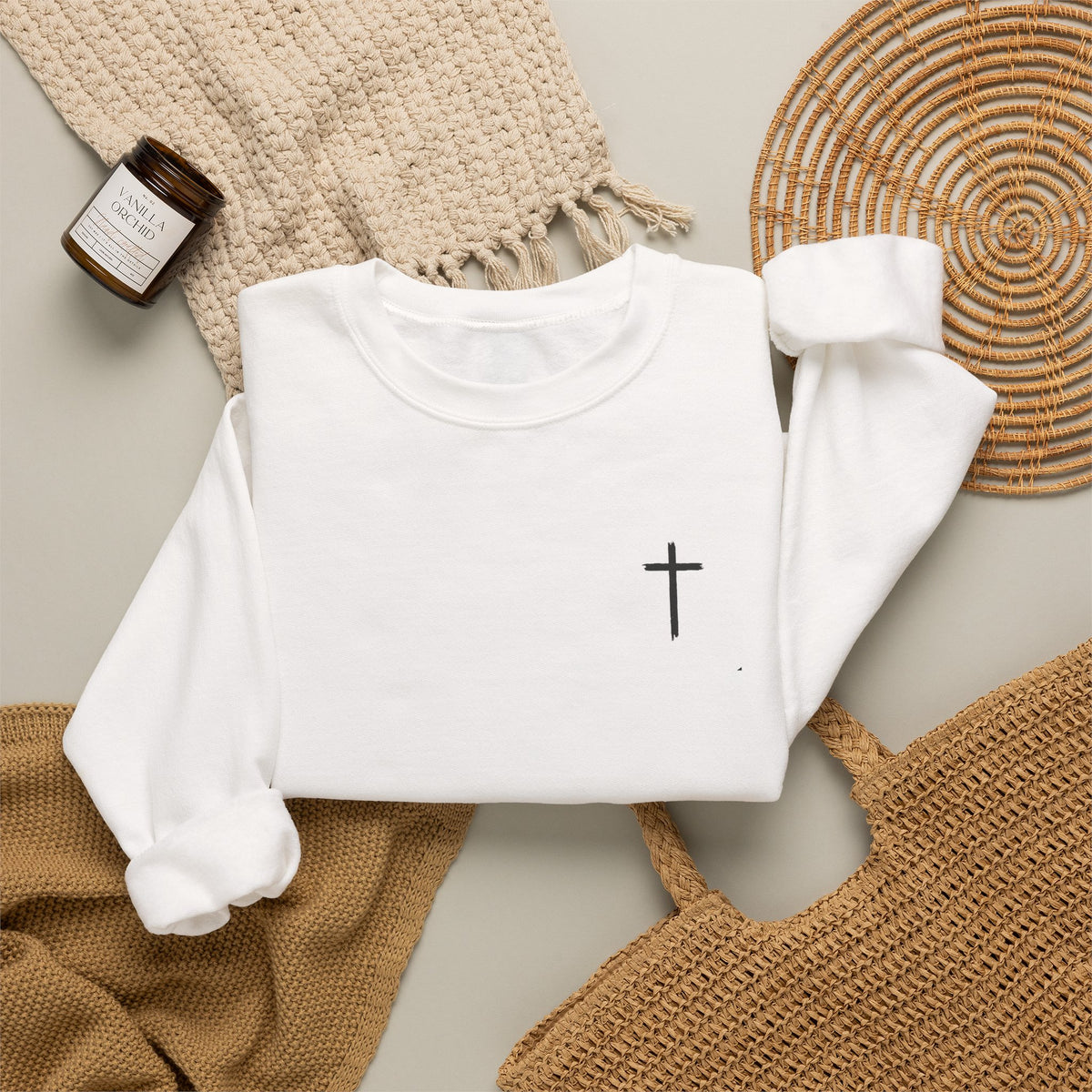 Minimalist Cross Crewneck Sweatshirt – AAA Chest Logo