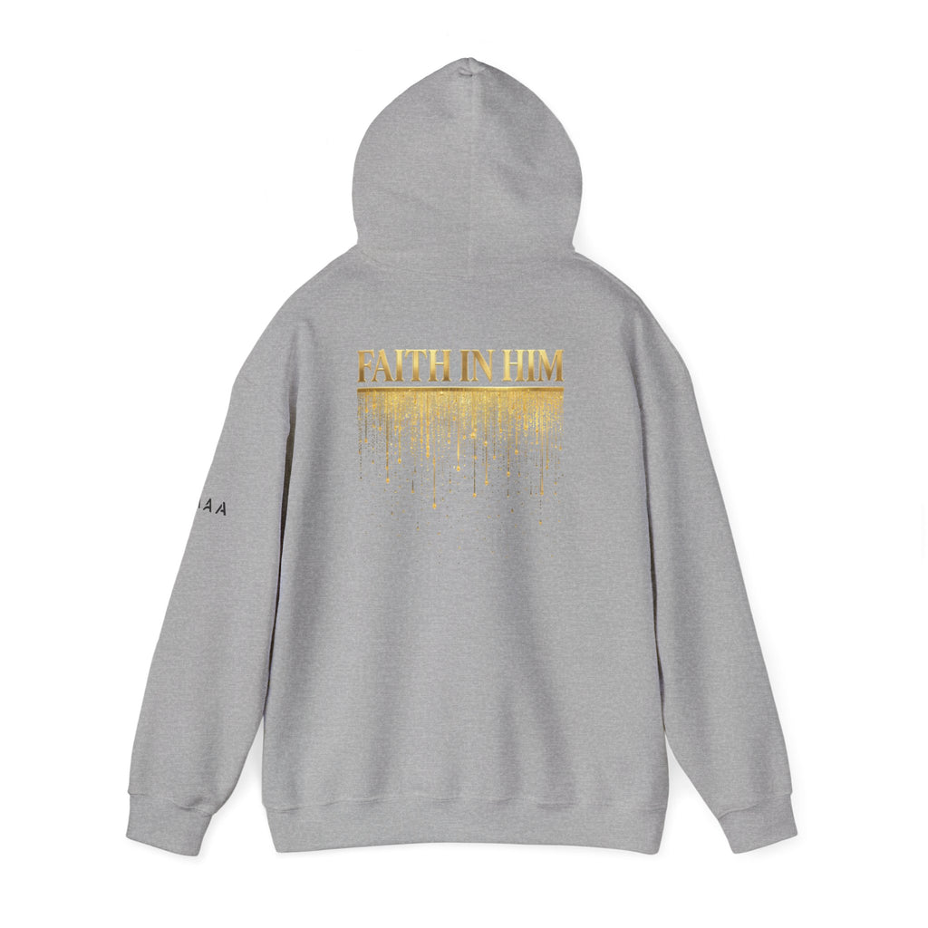 Above Athletics Apparel Hoodie — Faith In Him Gold Drip Graphic Hooded Sweatshirt