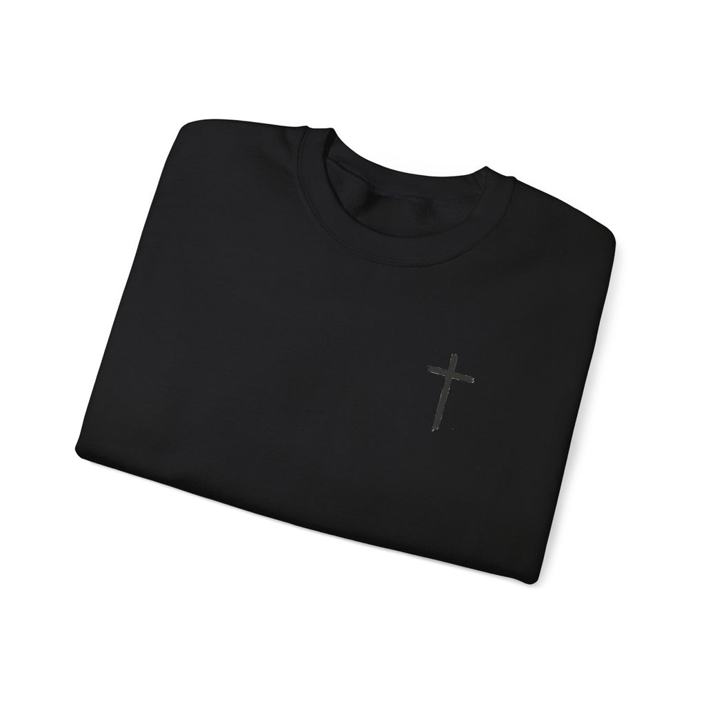 Crewneck Sweatshirt – Minimal Cross Chest Christian Design