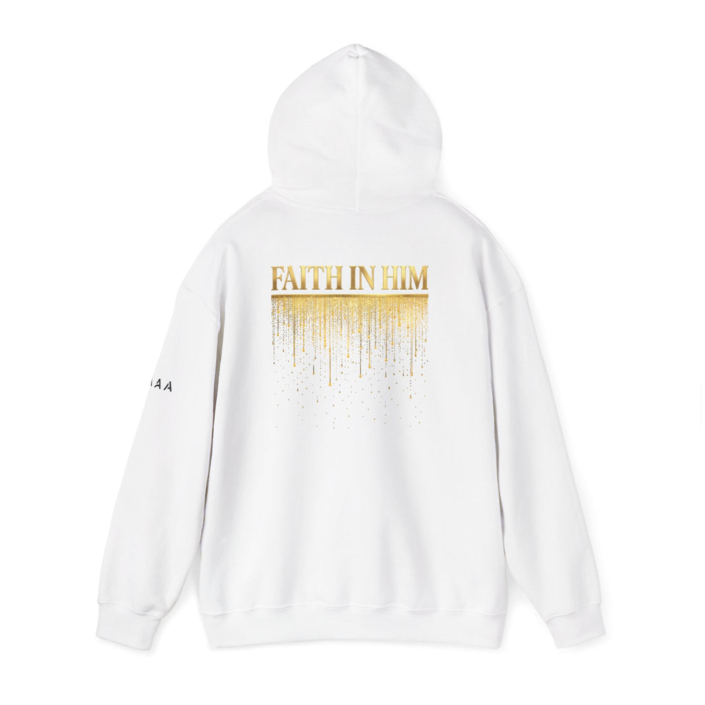 Above Athletics Apparel Hoodie — Faith In Him Gold Drip Graphic Hooded Sweatshirt