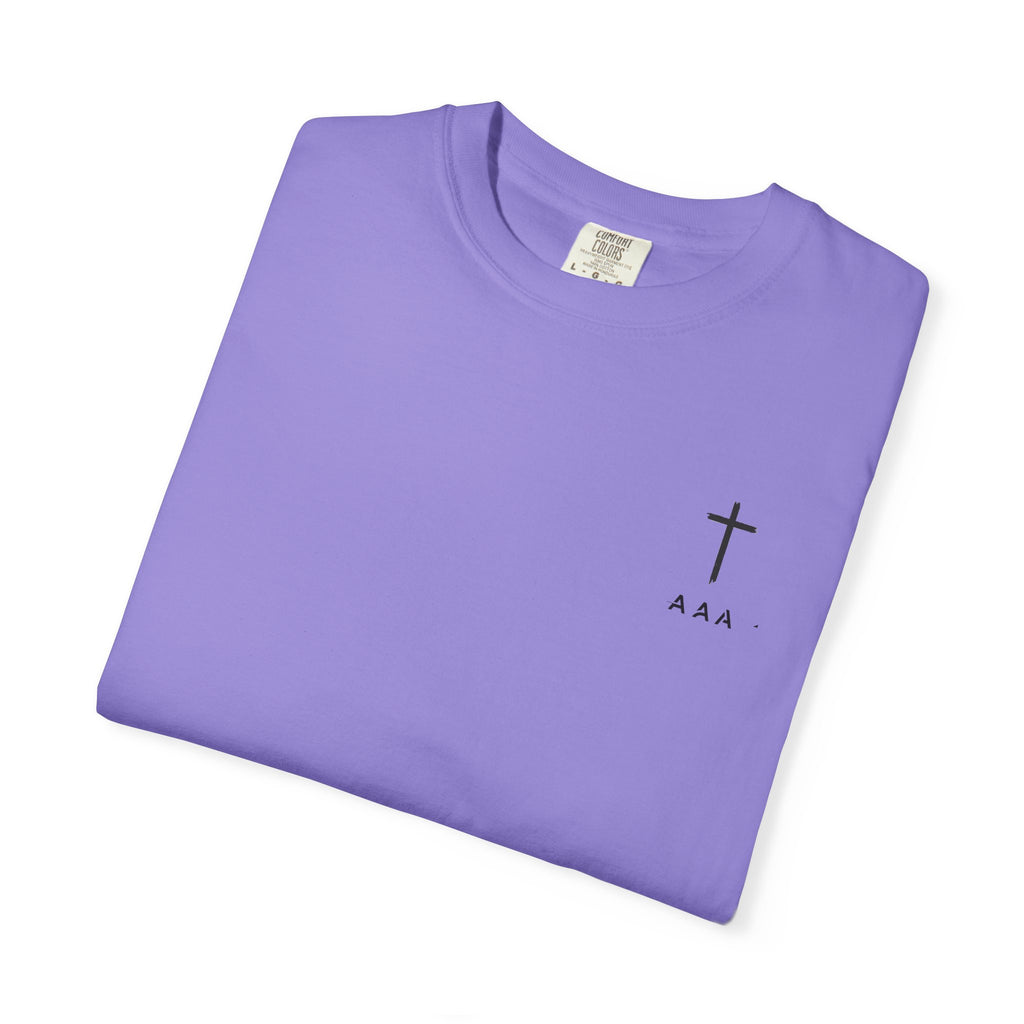 Christian T-Shirt — “Pray Be to the Lord My Rock” Religious Tee with Cross
