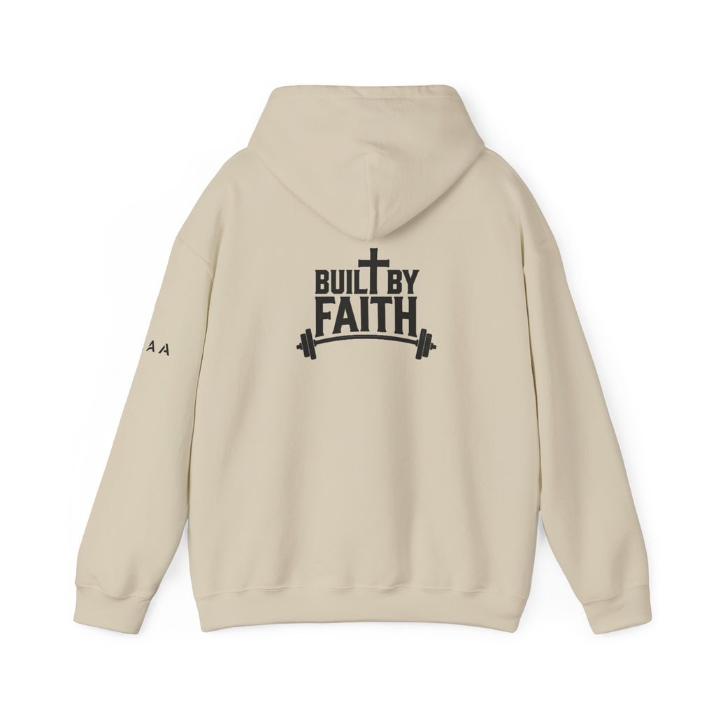 Built By Faith Hoodie — Christian Fitness Cross Pullover