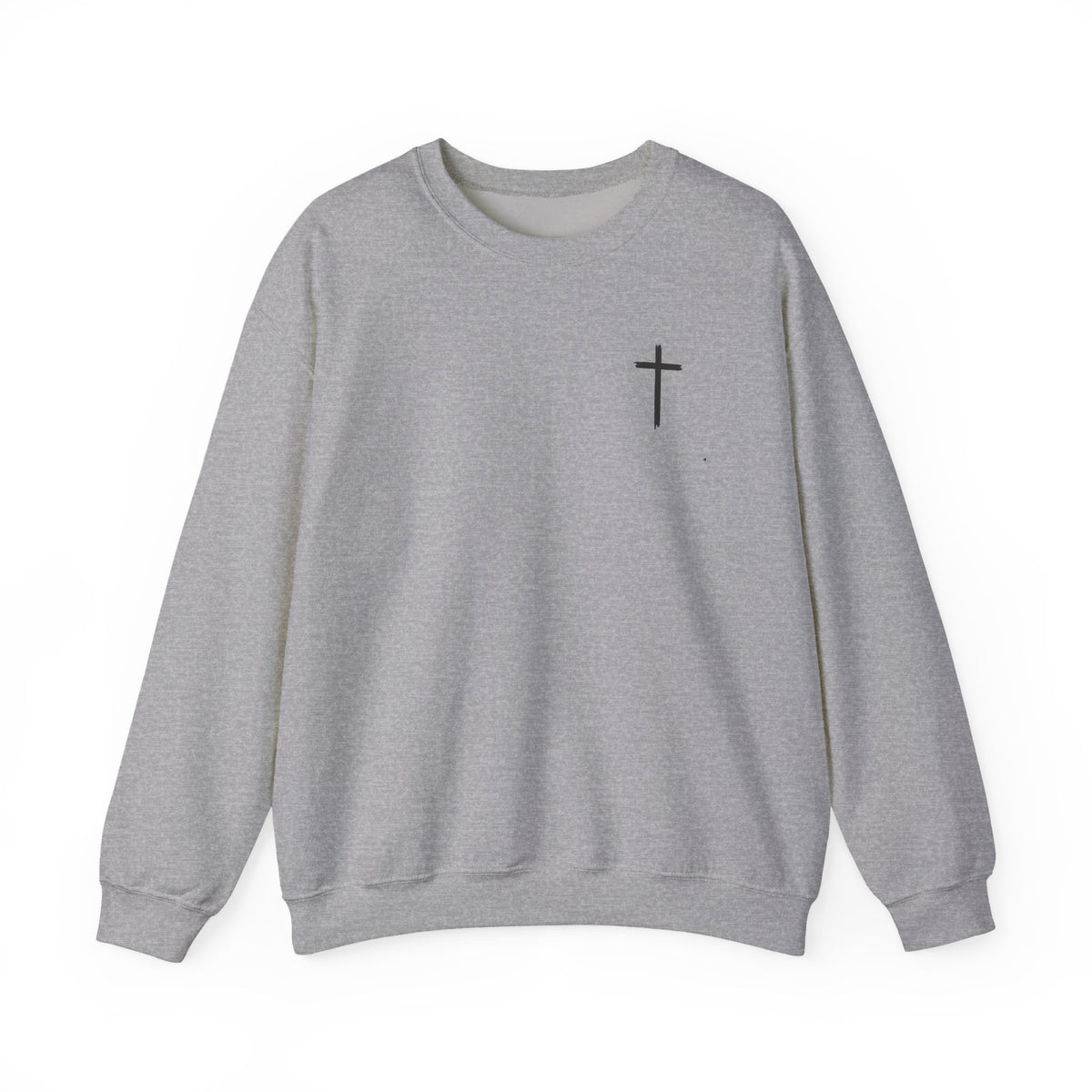 Crewneck Sweatshirt – Minimal Cross Chest Christian Design