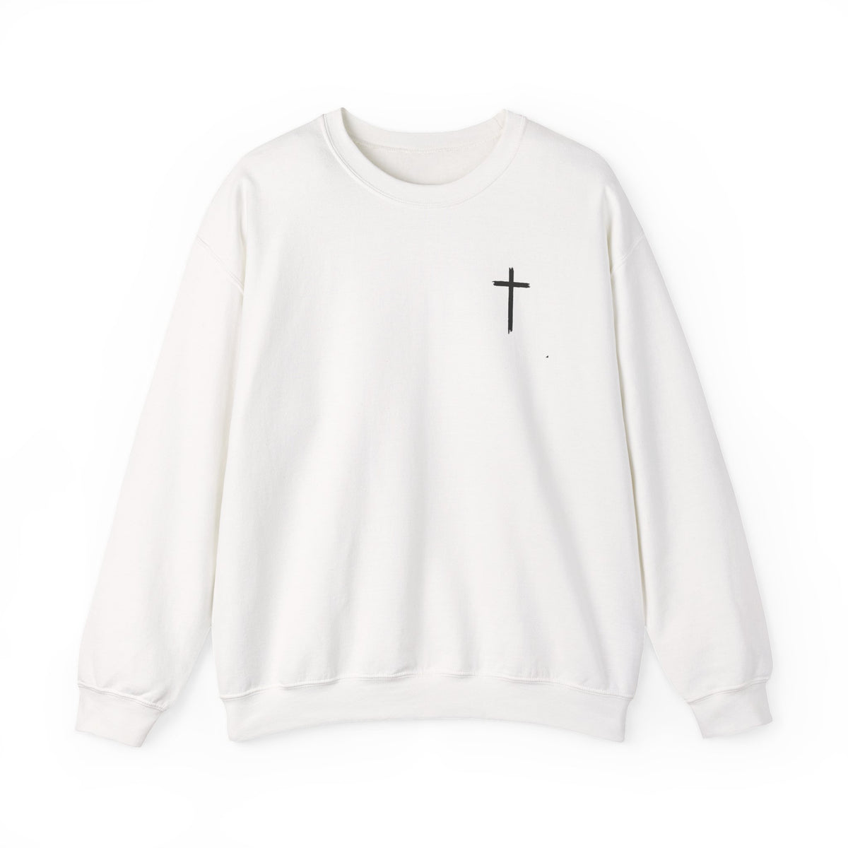 Crewneck Sweatshirt – Minimal Cross Chest Christian Design