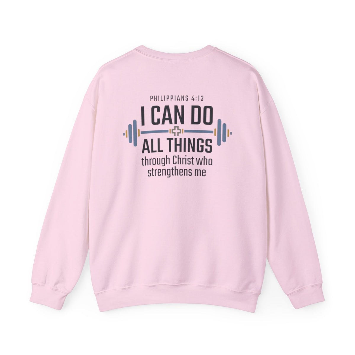 Christian Fitness Sweatshirt — “I Can Do All Things” Barbell Crewneck