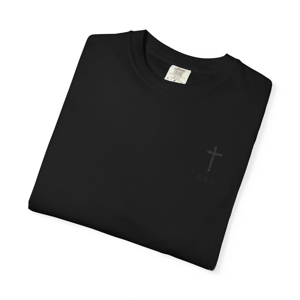 Christian T-Shirt — “Pray Be to the Lord My Rock” Religious Tee with Cross